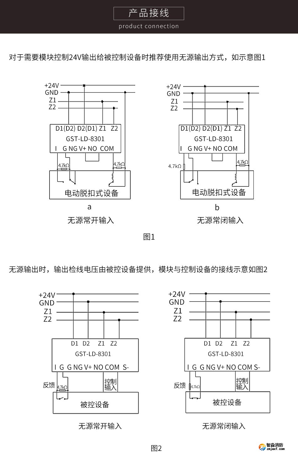GST-LD-8301(船用)輸入輸出模塊接線圖