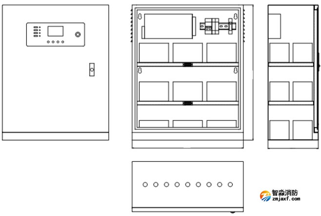HW-DL-1KVA-N200消防應急燈具專用應急電源外形結構示意圖
