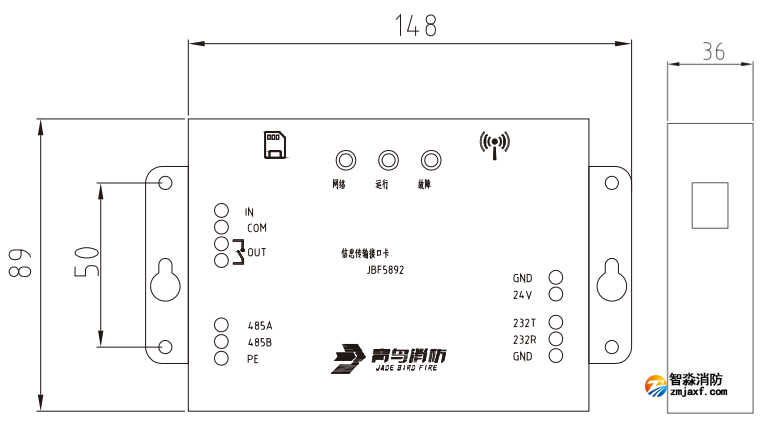 JBF5892信息傳輸接口卡產(chǎn)品結(jié)構(gòu)