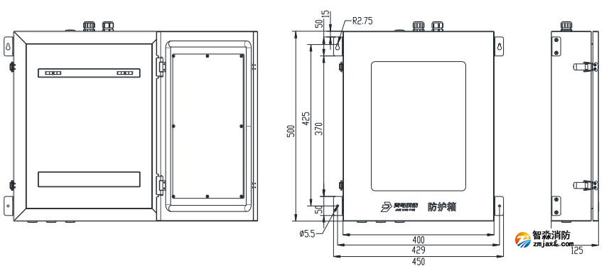 JBF-FHX3防護箱尺寸圖