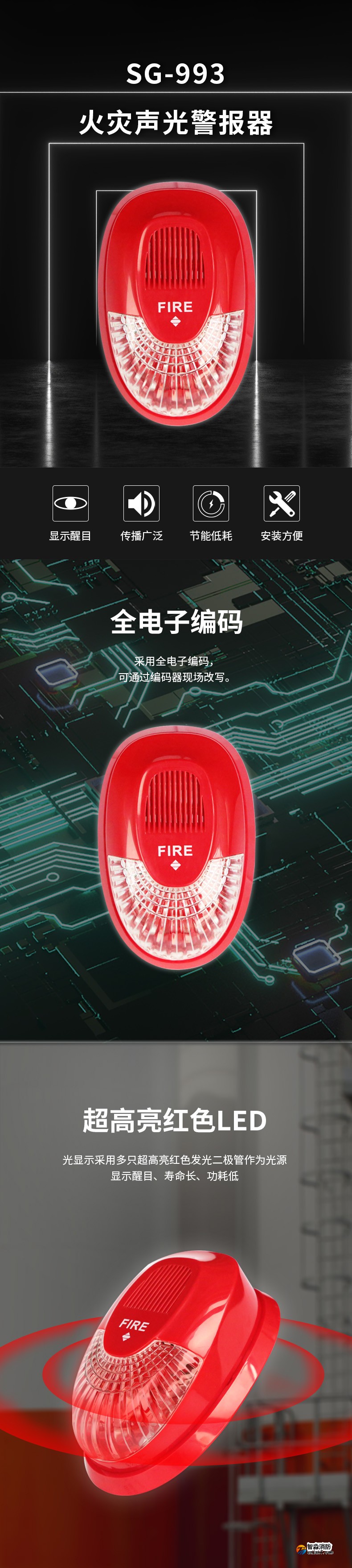 SG-993火災(zāi)聲光報(bào)警器1
