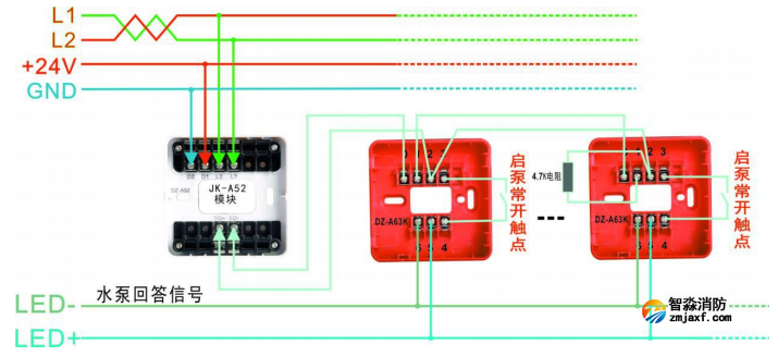 J-SAP-M-A63K消火栓按鈕接線圖