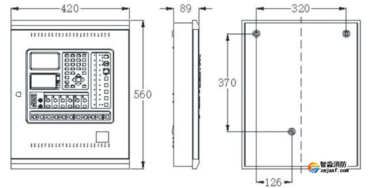 SEC3002火災(zāi)報(bào)警控制器（聯(lián)動(dòng)型）外觀尺寸