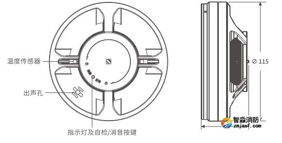 H391N型獨(dú)立式感溫感煙火災(zāi)探測(cè)報(bào)警器結(jié)構(gòu)圖