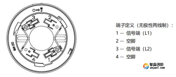 JTY-GD-930P型點型光電感煙火災(zāi)探測器接線端子圖