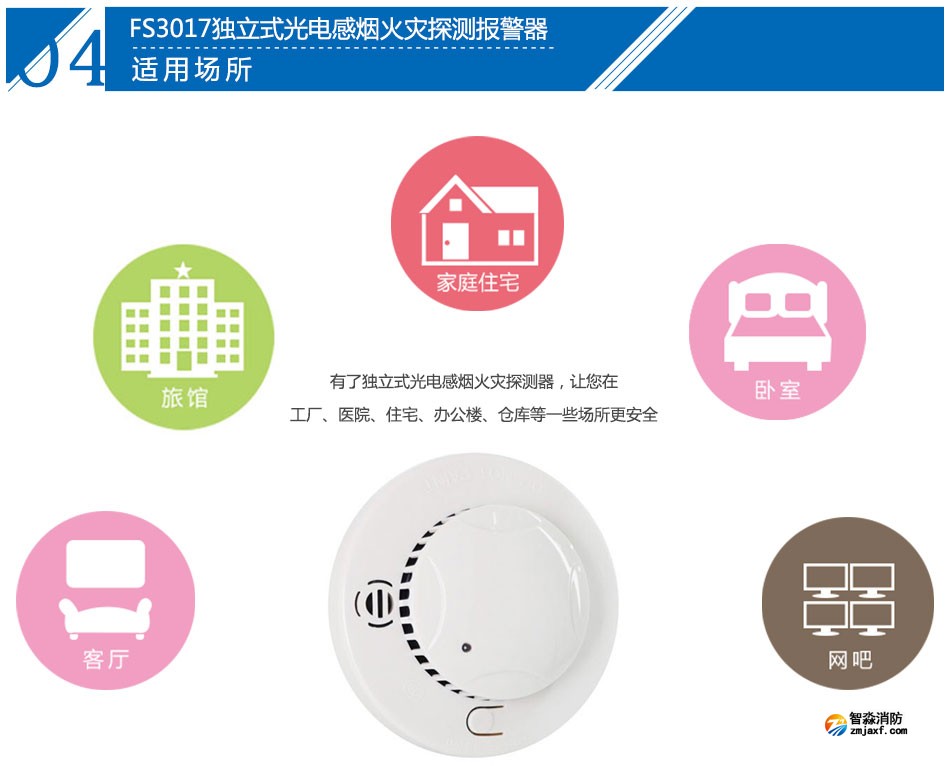 FS3017獨立式光電感煙火災探測報警器應(yīng)用場所