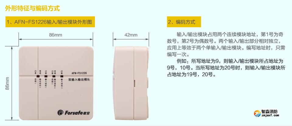 賦安AFN-FS1226輸入輸出模塊 外形特征與編碼方式
