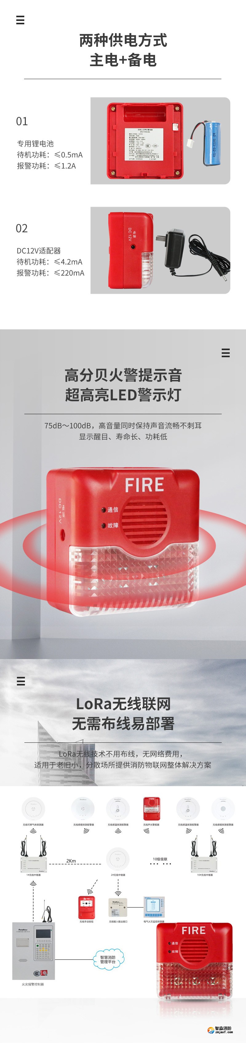 AFN-FS9313WL無(wú)線火災(zāi)聲光警報(bào)器2