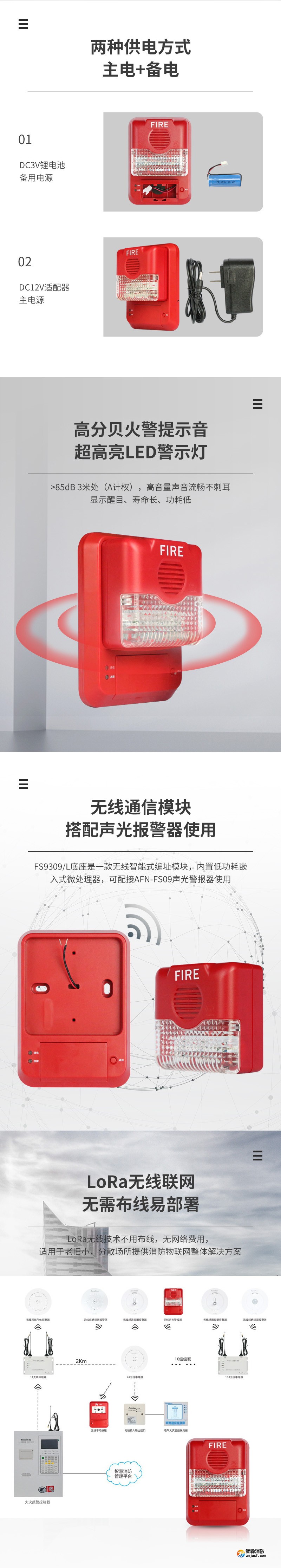 AFN-FS09+FS9309/L無線火災(zāi)聲光警報(bào)器2