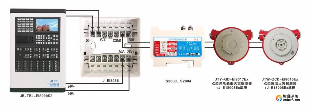 EI8017Ex防爆煙感、EI8015Ex防爆溫感接線圖